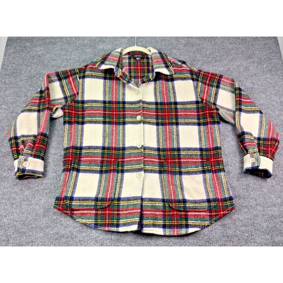 Karen Kane Women's Plus SIze OX Fleece Red Green Plaid Shirt Jacket Shacket - Picture 1 of 12